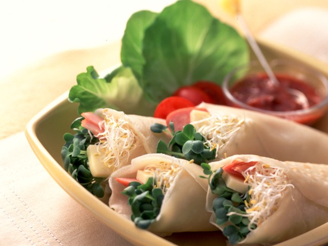 アルファルファとかいわれ大根のラップサンド