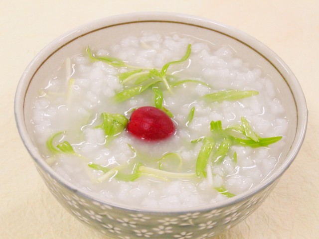 空心菜の新芽のおかゆ