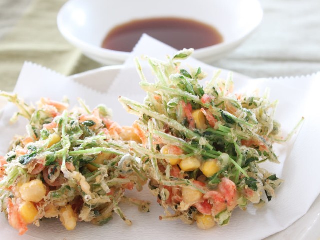 豆苗のかき揚げ