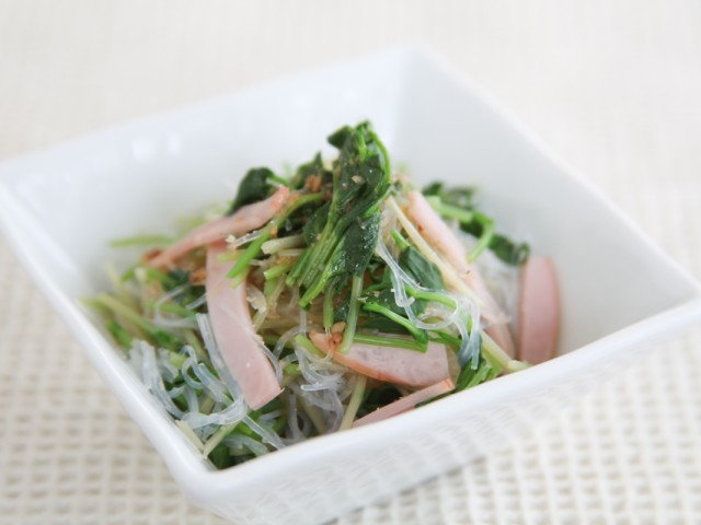 豆苗と春雨のゴマドレ和え