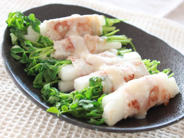 豆苗とさくさく長いもの肉巻き