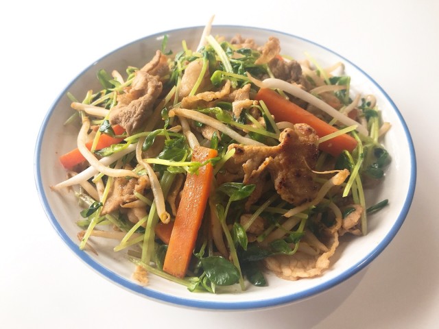 豆苗炒め～ごま味噌風味～