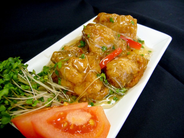 ブロッコリーの新芽 あんかけから揚げ