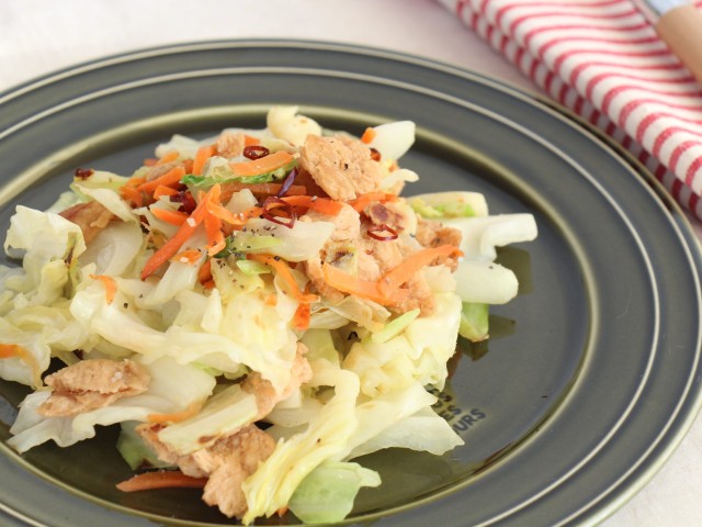 大豆のお肉×ペペロンチーノ風炒め