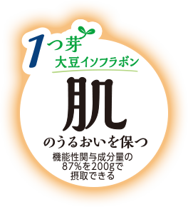 １つ芽 大豆イソフラボン 肌のうるおいを保つ 機能性関与成分量の87%を200gで摂取できる