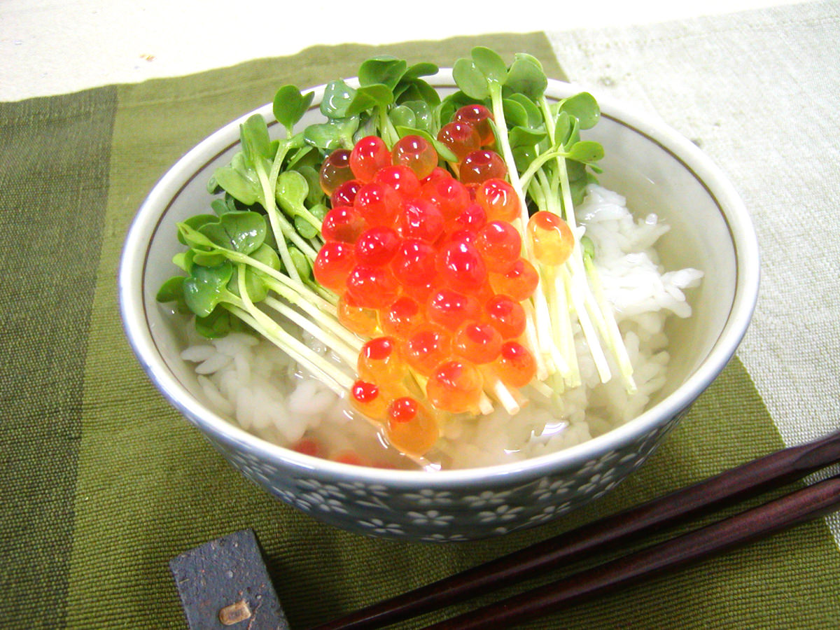 いくらカイワレ茶漬け風雑炊 サラダコスモの おいしい発芽野菜レシピ