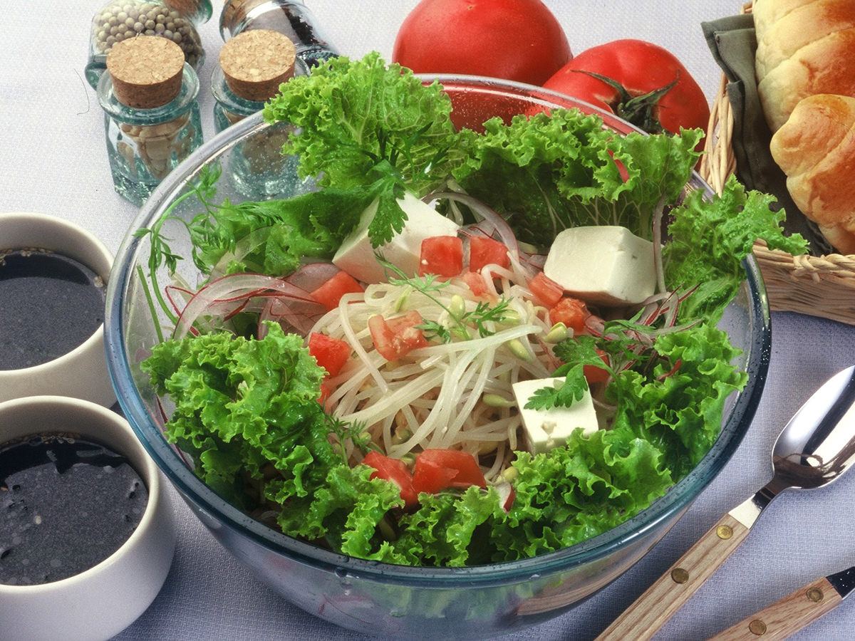 子大豆もやし芽ぐみと豆腐のサラダ